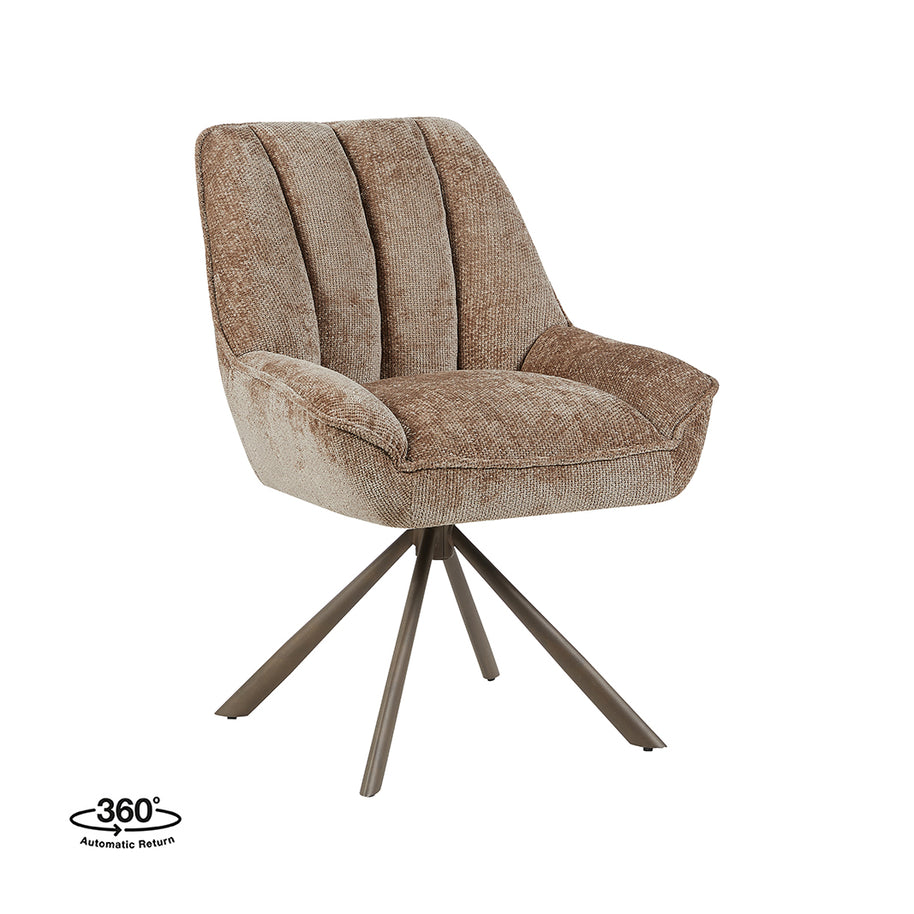 LABEL51 Eetkamerstoelen Reims - Taupe - Chenille - Brons Metalen Frame