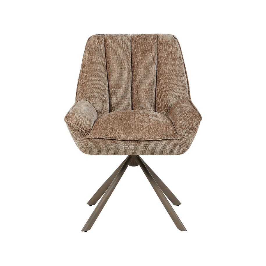 LABEL51 Eetkamerstoelen Reims - Taupe - Chenille - Brons Metalen Frame