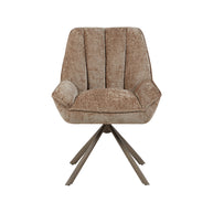LABEL51 Eetkamerstoelen Reims - Taupe - Chenille - Brons Metalen Frame