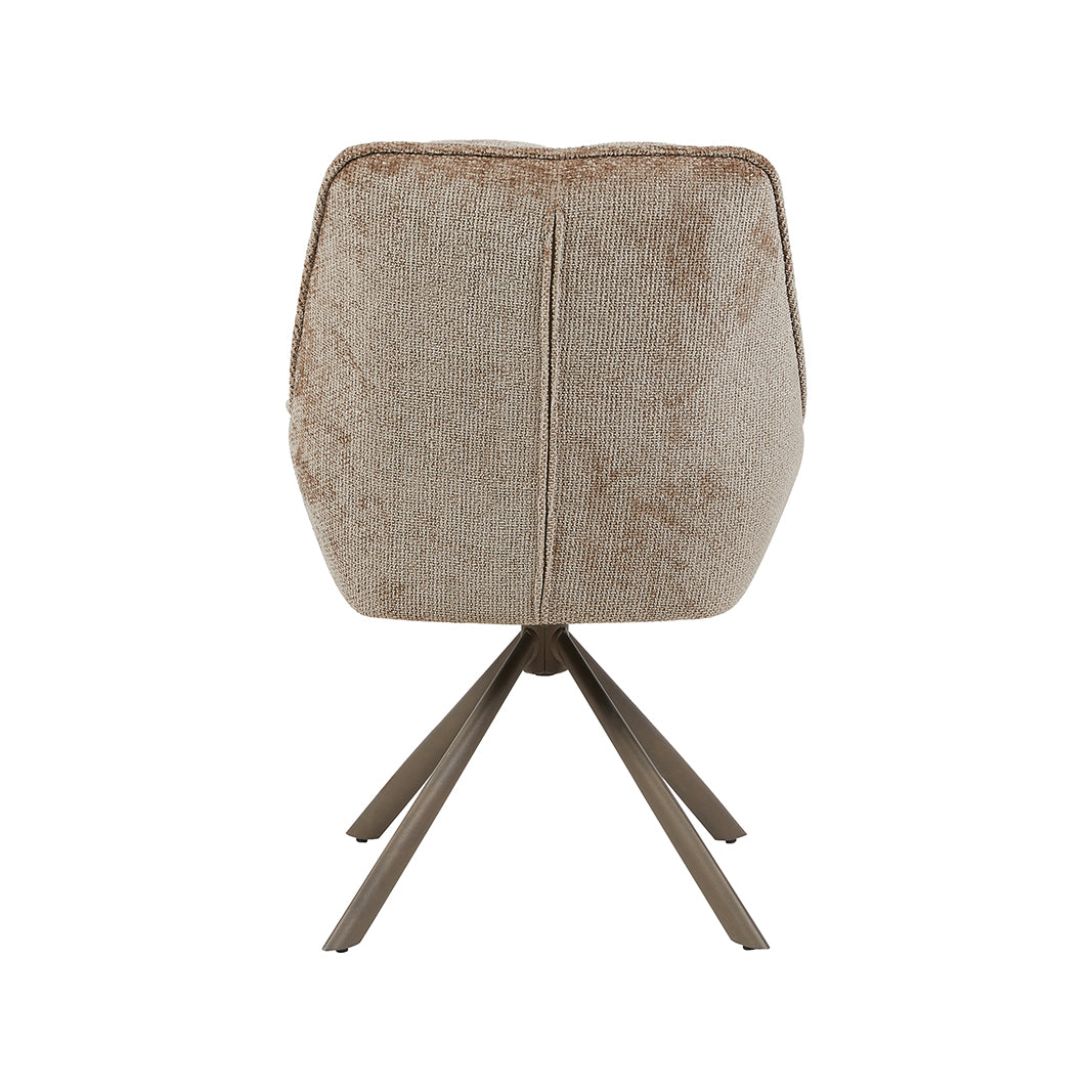 LABEL51 Eetkamerstoelen Reims - Taupe - Chenille - Brons Metalen Frame
