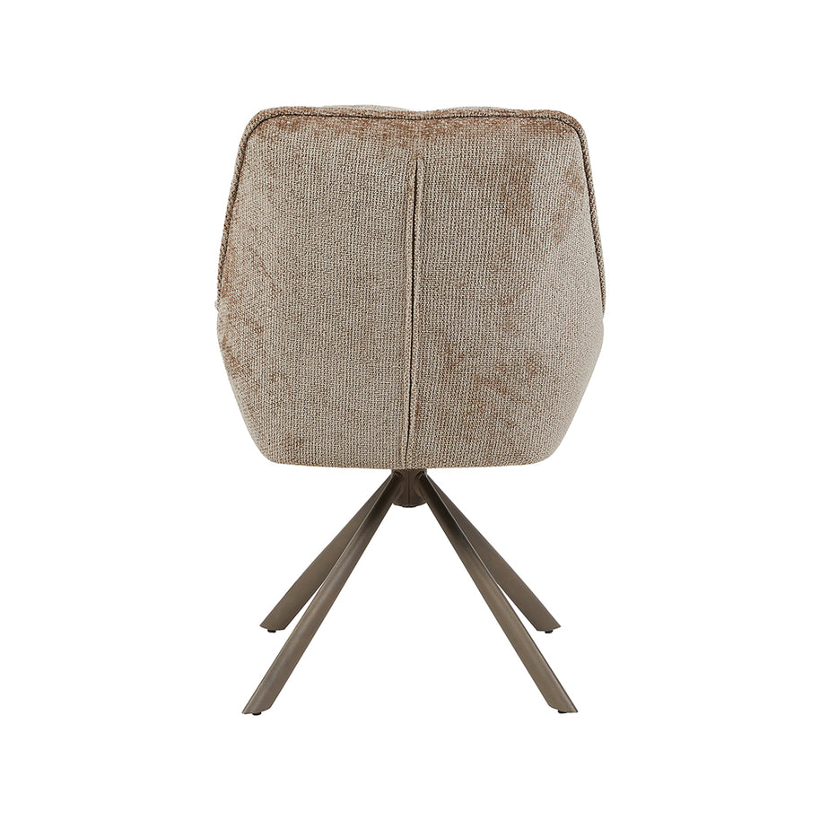 LABEL51 Eetkamerstoelen Reims - Taupe - Chenille - Brons Metalen Frame