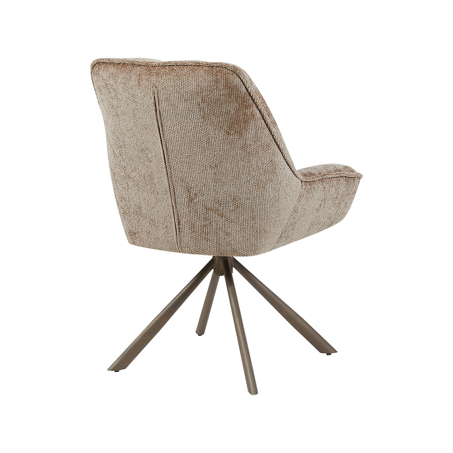 LABEL51 Eetkamerstoelen Reims - Taupe - Chenille - Brons Metalen Frame