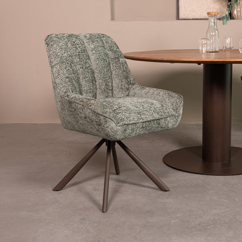 LABEL51 Eetkamerstoelen Reims - Hunter - Chenille - Brons Metalen Frame