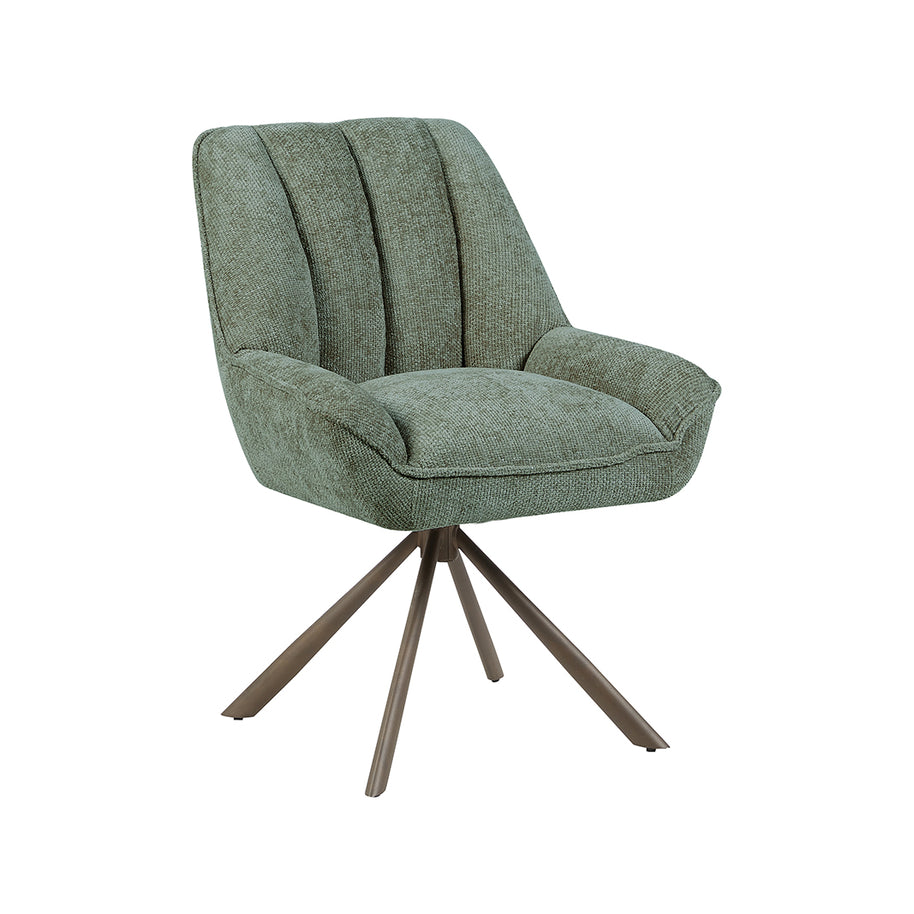 LABEL51 Eetkamerstoelen Reims - Hunter - Chenille - Brons Metalen Frame
