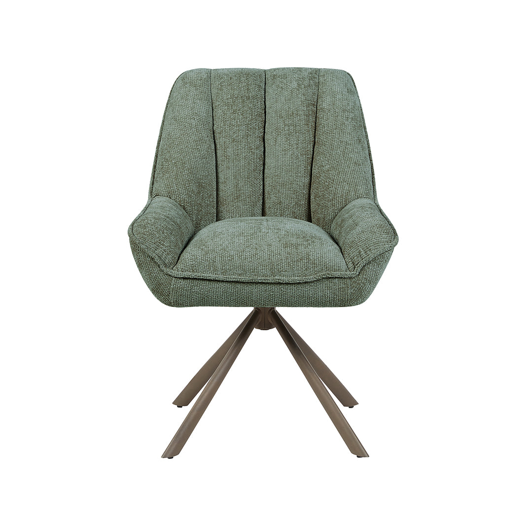 LABEL51 Eetkamerstoelen Reims - Hunter - Chenille - Brons Metalen Frame