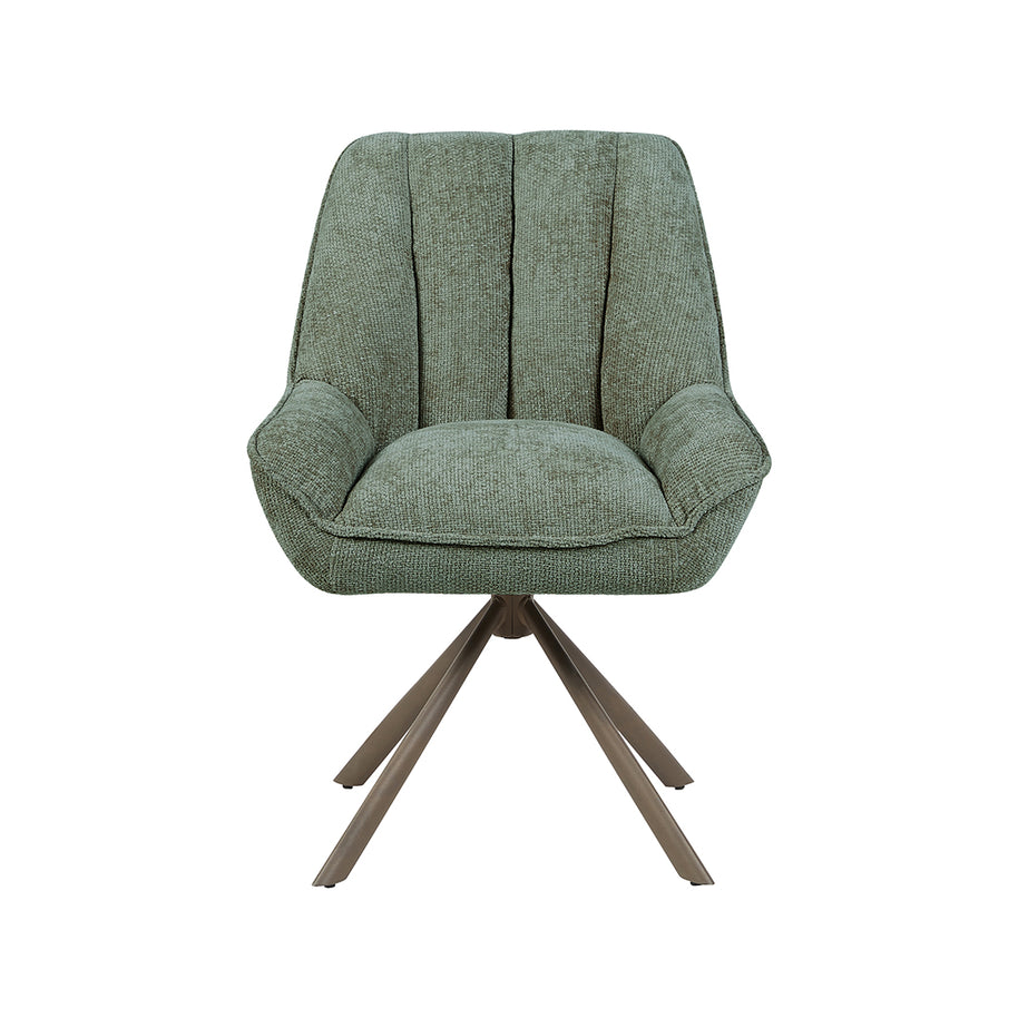 LABEL51 Eetkamerstoelen Reims - Hunter - Chenille - Brons Metalen Frame