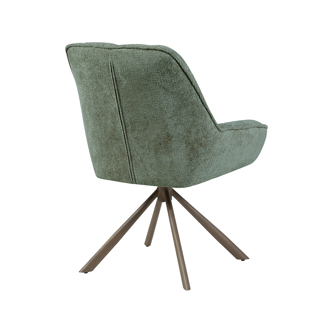 LABEL51 Eetkamerstoelen Reims - Hunter - Chenille - Brons Metalen Frame