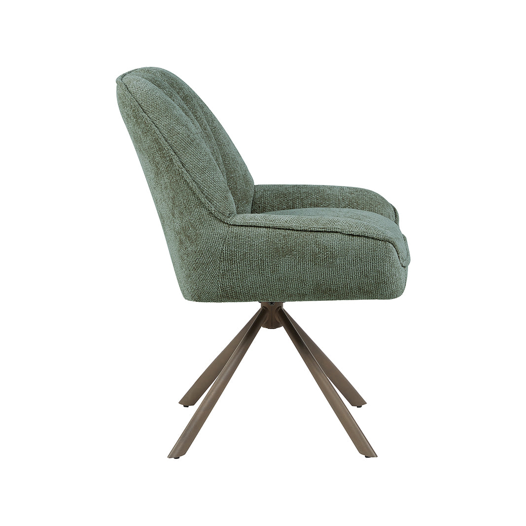 LABEL51 Eetkamerstoelen Reims - Hunter - Chenille - Brons Metalen Frame