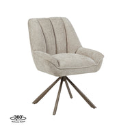 LABEL51 Eetkamerstoelen Reims - Naturel - Chenille - Brons Metalen Frame