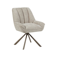 LABEL51 Eetkamerstoelen Reims - Naturel - Chenille - Brons Metalen Frame