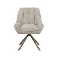 LABEL51 Eetkamerstoelen Reims - Naturel - Chenille - Brons Metalen Frame