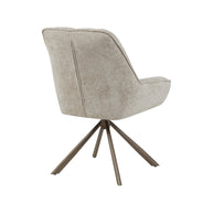 LABEL51 Eetkamerstoelen Reims - Naturel - Chenille - Brons Metalen Frame