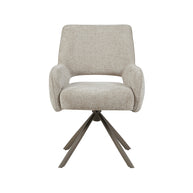 LABEL51 Eetkamerstoelen Bergerac - Naturel - Chenille - Brons Metalen Frame