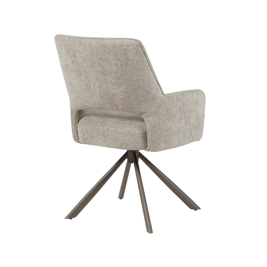 LABEL51 Eetkamerstoelen Bergerac - Naturel - Chenille - Brons Metalen Frame