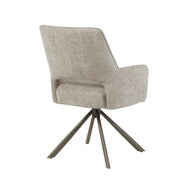 LABEL51 Eetkamerstoelen Bergerac - Naturel - Chenille - Brons Metalen Frame