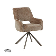 LABEL51 Eetkamerstoelen Bergerac - Taupe - Chenille - Brons Metalen Frame