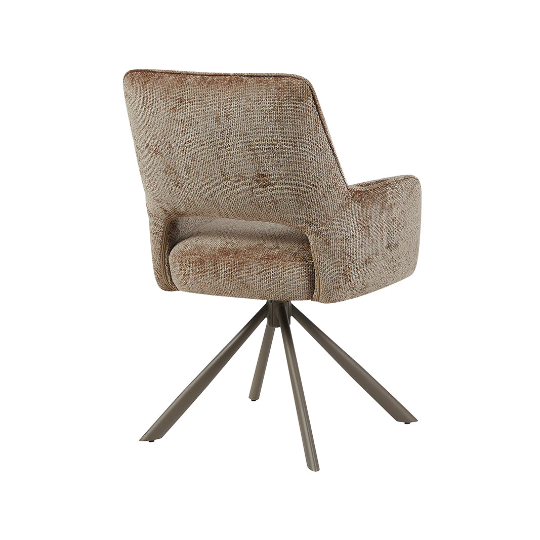 LABEL51 Eetkamerstoelen Bergerac - Taupe - Chenille - Brons Metalen Frame