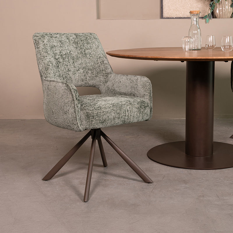 LABEL51 Eetkamerstoelen Bergerac - Hunter - Chenille - Brons Metalen Frame
