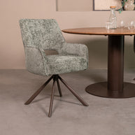 LABEL51 Eetkamerstoelen Bergerac - Hunter - Chenille - Brons Metalen Frame