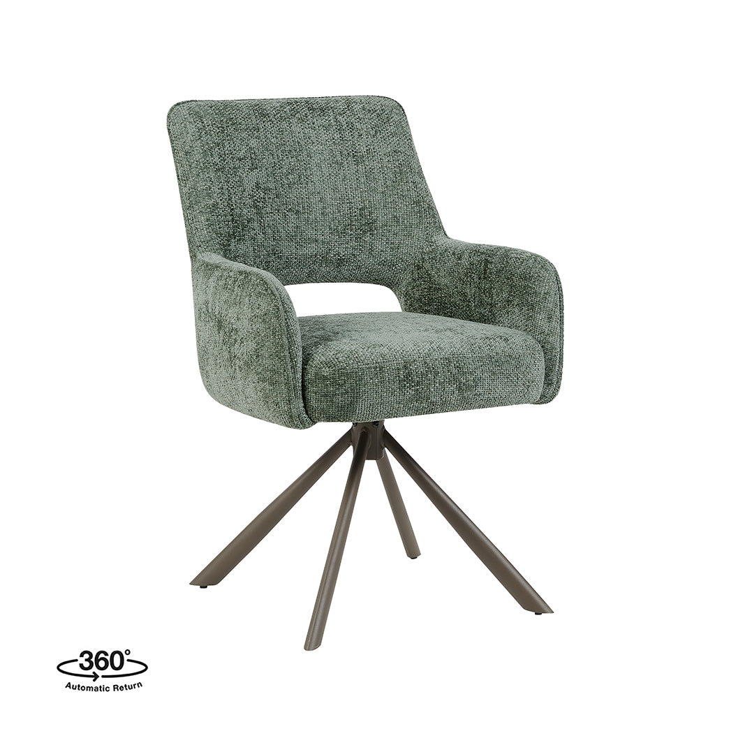 LABEL51 Eetkamerstoelen Bergerac - Hunter - Chenille - Brons Metalen Frame