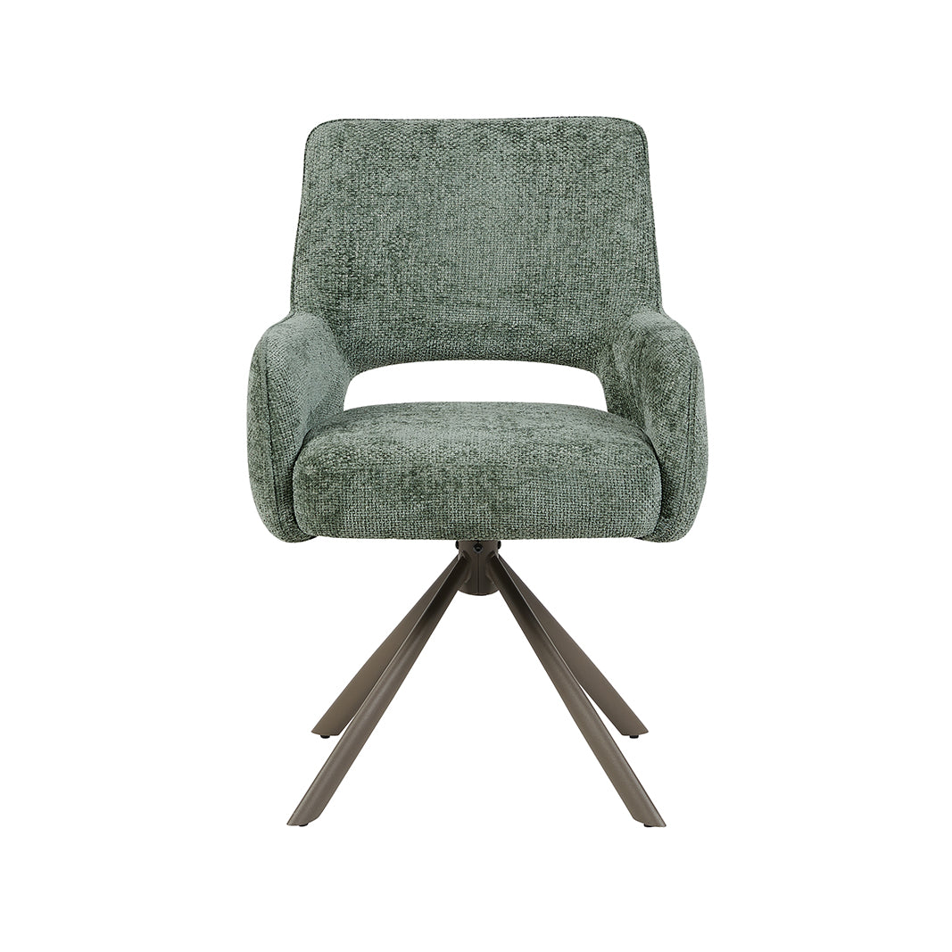 LABEL51 Eetkamerstoelen Bergerac - Hunter - Chenille - Brons Metalen Frame