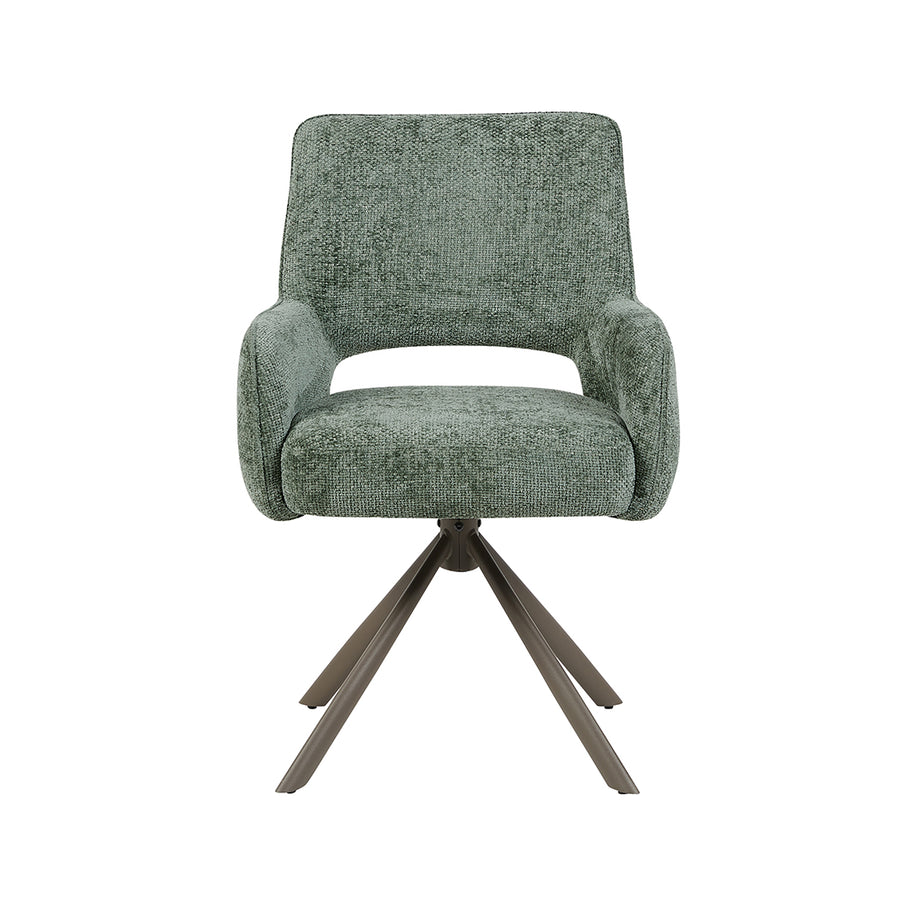 LABEL51 Eetkamerstoelen Bergerac - Hunter - Chenille - Brons Metalen Frame