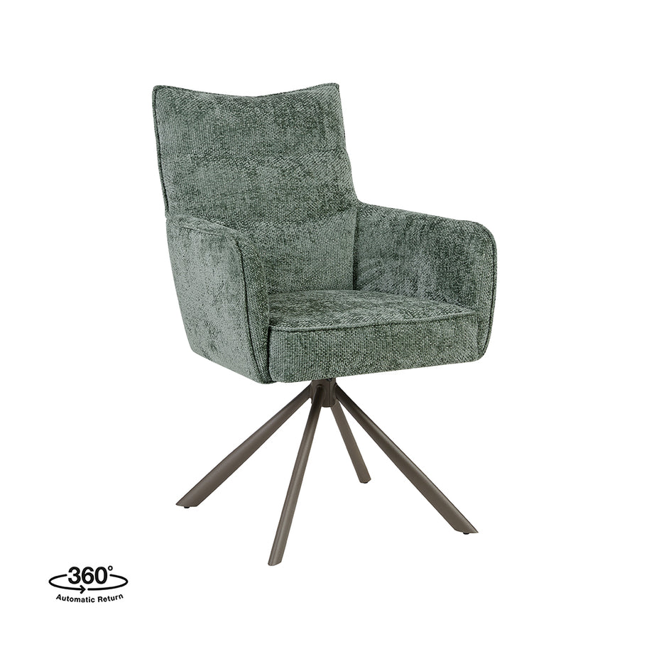 LABEL51 Eetkamerstoelen Dubai - Hunter - Chenille - Brons Metalen Frame