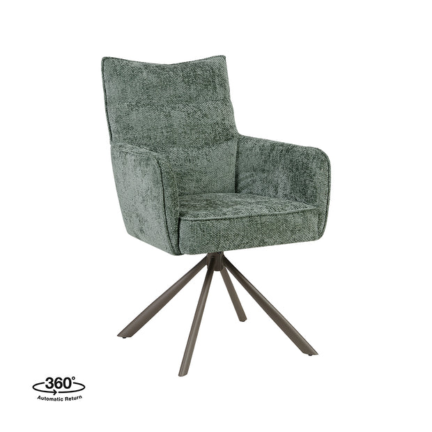 LABEL51 Eetkamerstoelen Dubai - Hunter - Chenille - Brons Metalen Frame