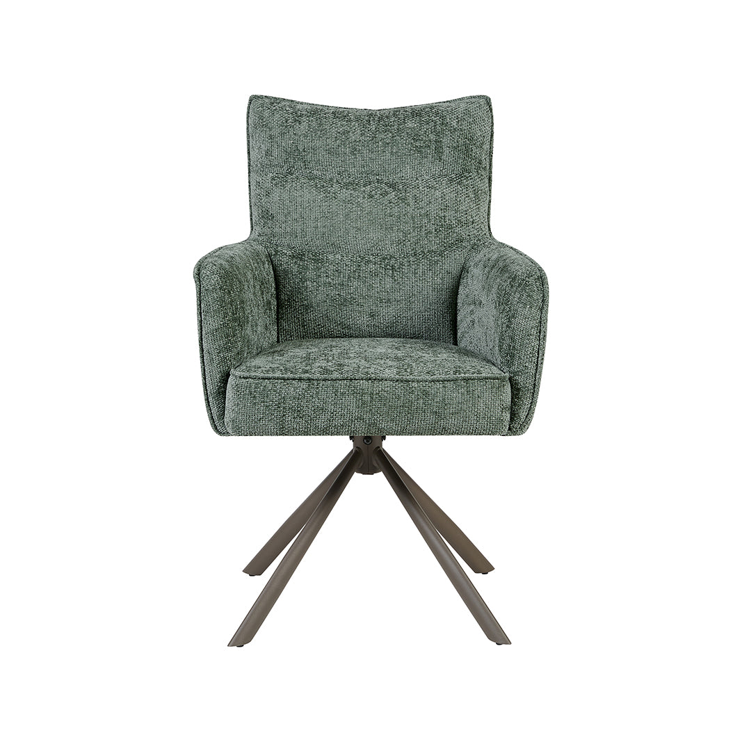 LABEL51 Eetkamerstoelen Dubai - Hunter - Chenille - Brons Metalen Frame