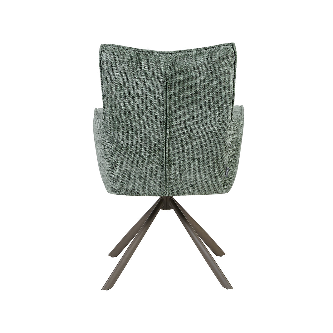 LABEL51 Eetkamerstoelen Dubai - Hunter - Chenille - Brons Metalen Frame