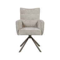 LABEL51 Eetkamerstoelen Dubai - Naturel - Chenille - Brons Metalen Frame