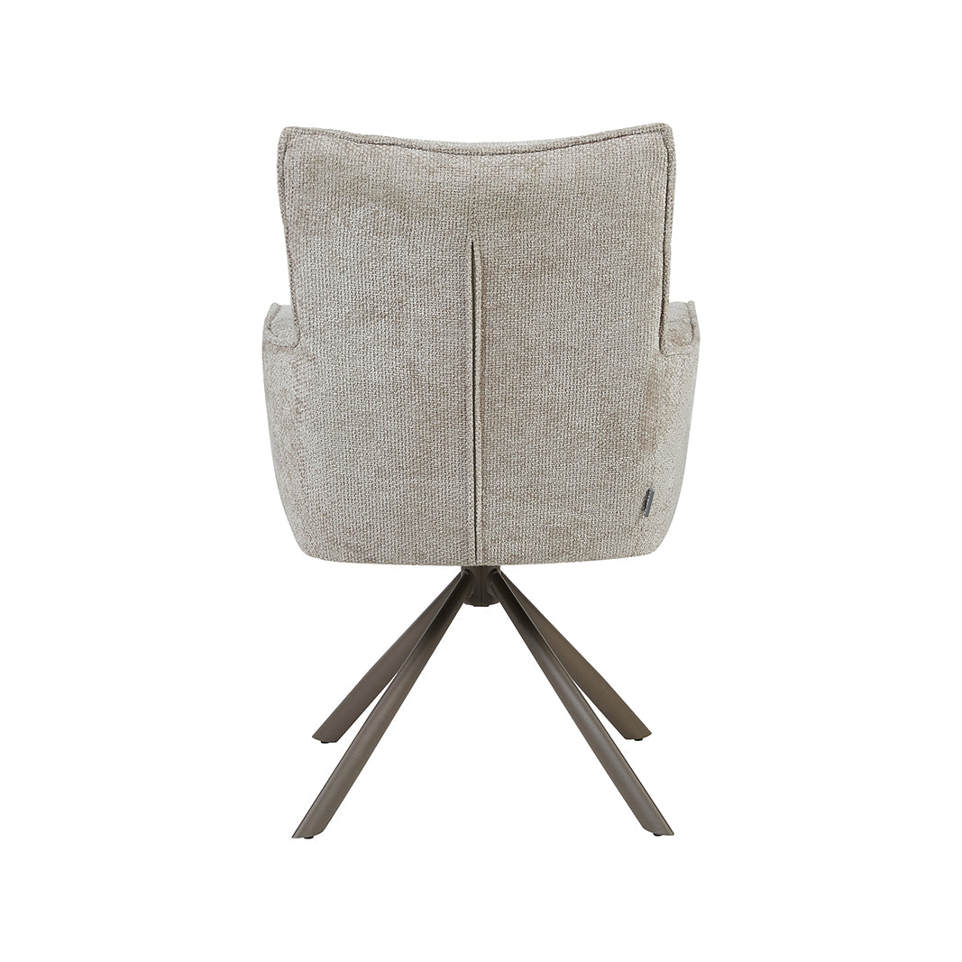 LABEL51 Eetkamerstoelen Dubai - Naturel - Chenille - Brons Metalen Frame