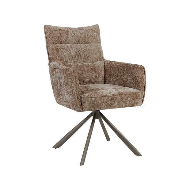 LABEL51 Eetkamerstoelen Dubai - Taupe - Chenille - Brons Metalen Frame