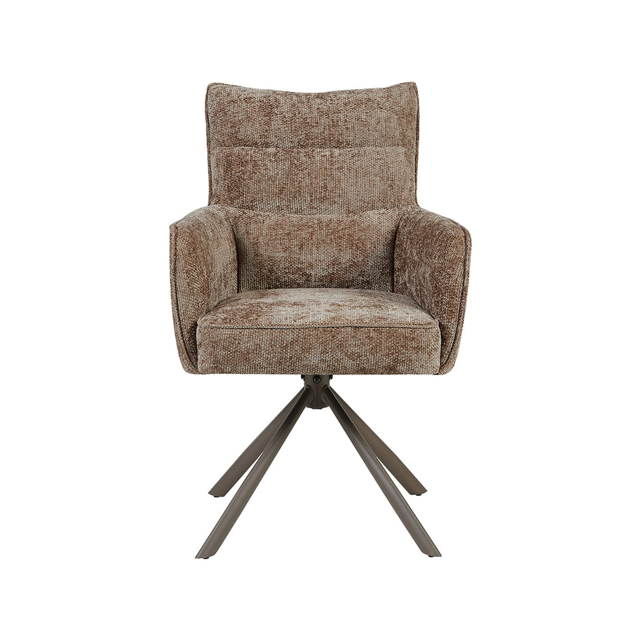 LABEL51 Eetkamerstoelen Dubai - Taupe - Chenille - Brons Metalen Frame