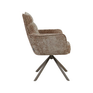 LABEL51 Eetkamerstoelen Dubai - Taupe - Chenille - Brons Metalen Frame