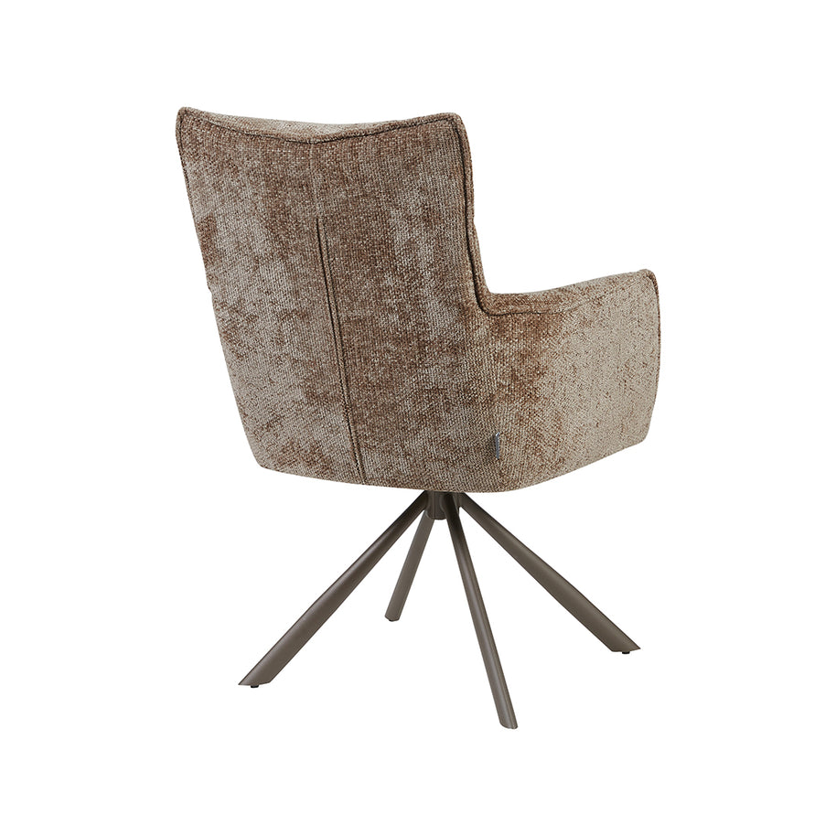 LABEL51 Eetkamerstoelen Dubai - Taupe - Chenille - Brons Metalen Frame