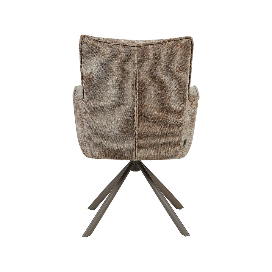 LABEL51 Eetkamerstoelen Dubai - Taupe - Chenille - Brons Metalen Frame