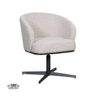 LABEL51 Eetkamerstoelen Cannes - Naturel - Boucle - Zwart Metalen Frame