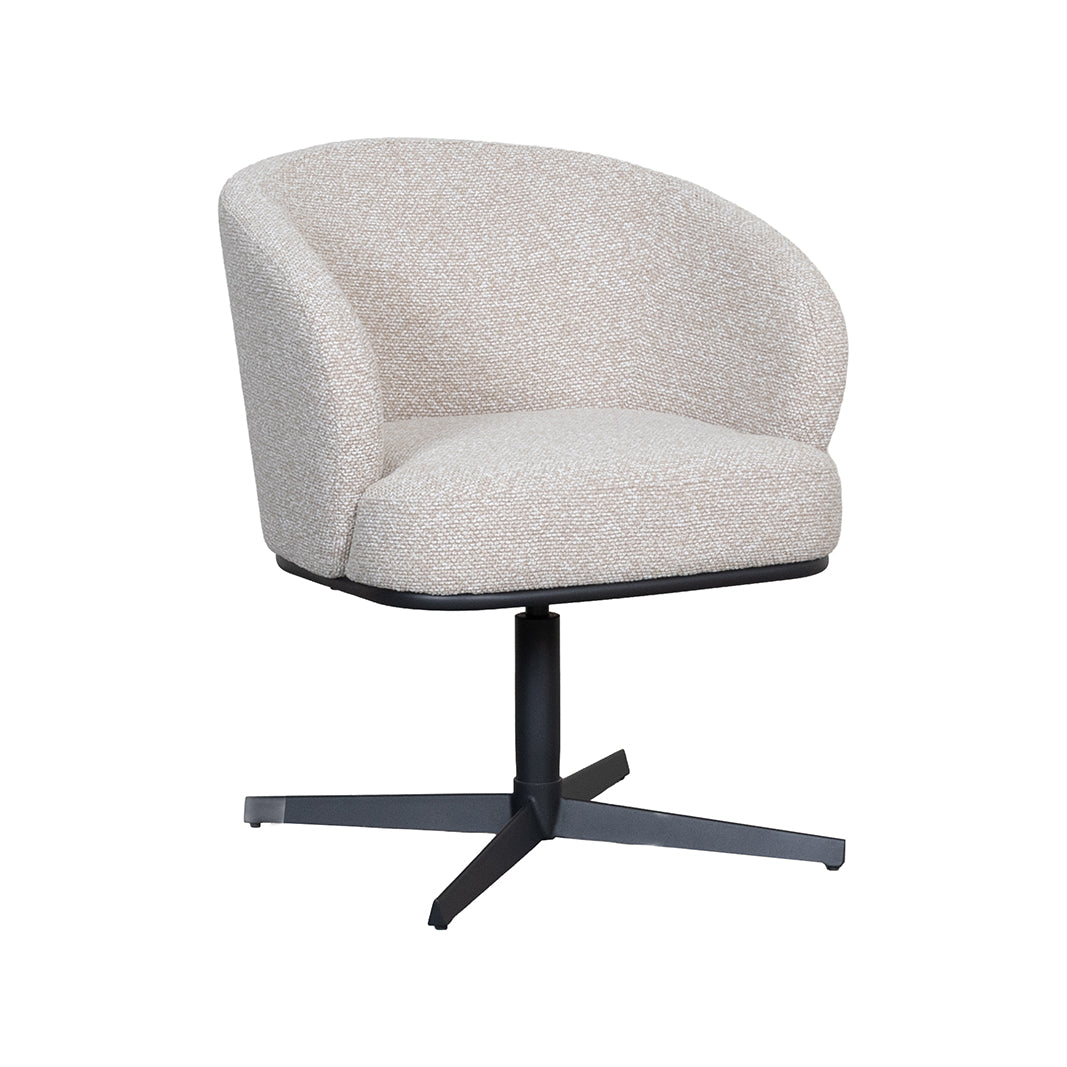 LABEL51 Eetkamerstoelen Cannes - Naturel - Boucle - Zwart Metalen Frame