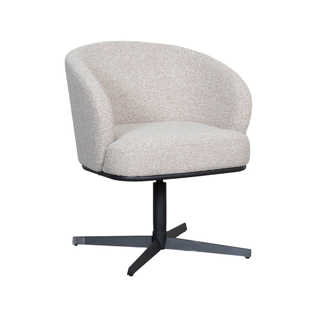 LABEL51 Eetkamerstoelen Cannes - Naturel - Boucle - Zwart Metalen Frame