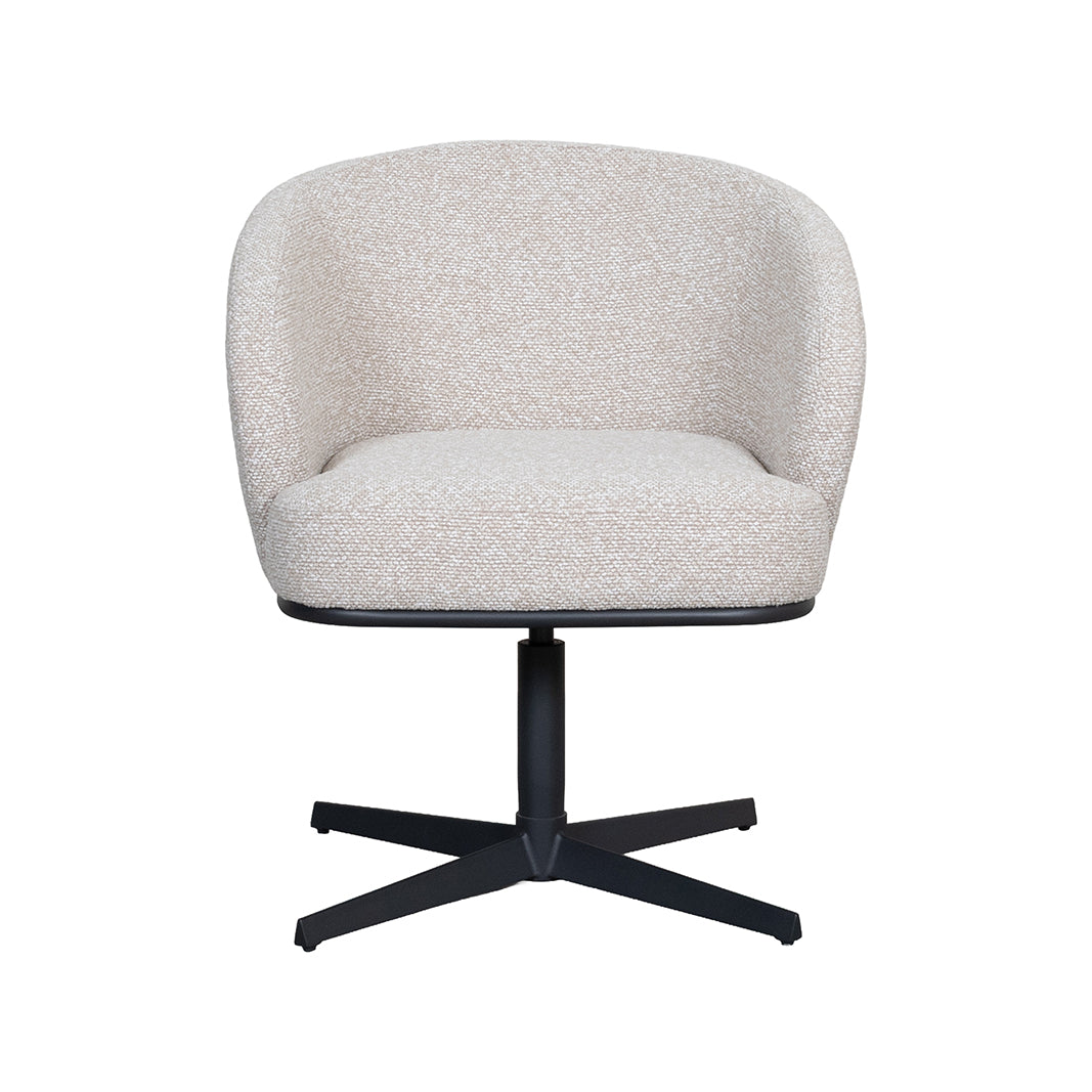 LABEL51 Eetkamerstoelen Cannes - Naturel - Boucle - Zwart Metalen Frame