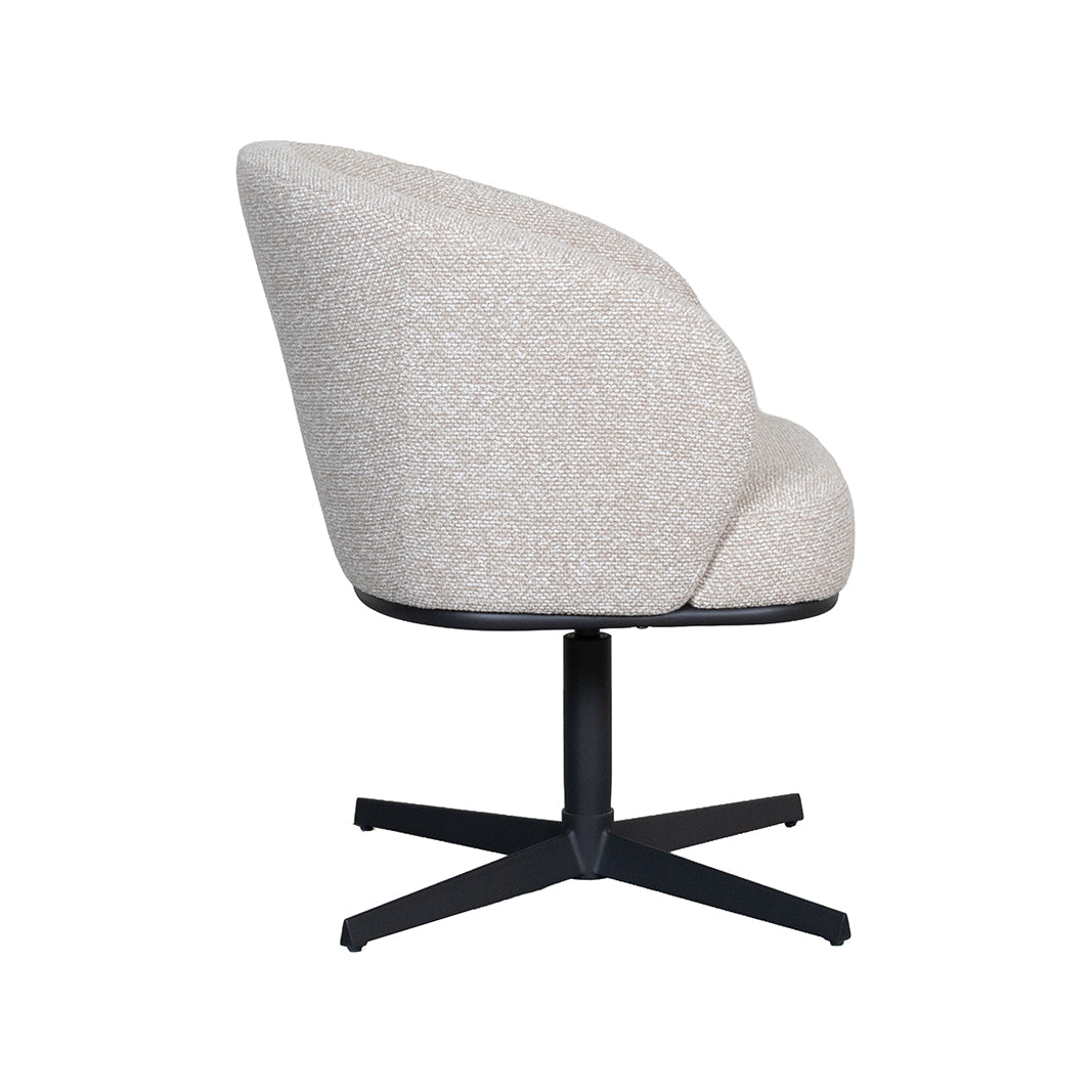 LABEL51 Eetkamerstoelen Cannes - Naturel - Boucle - Zwart Metalen Frame