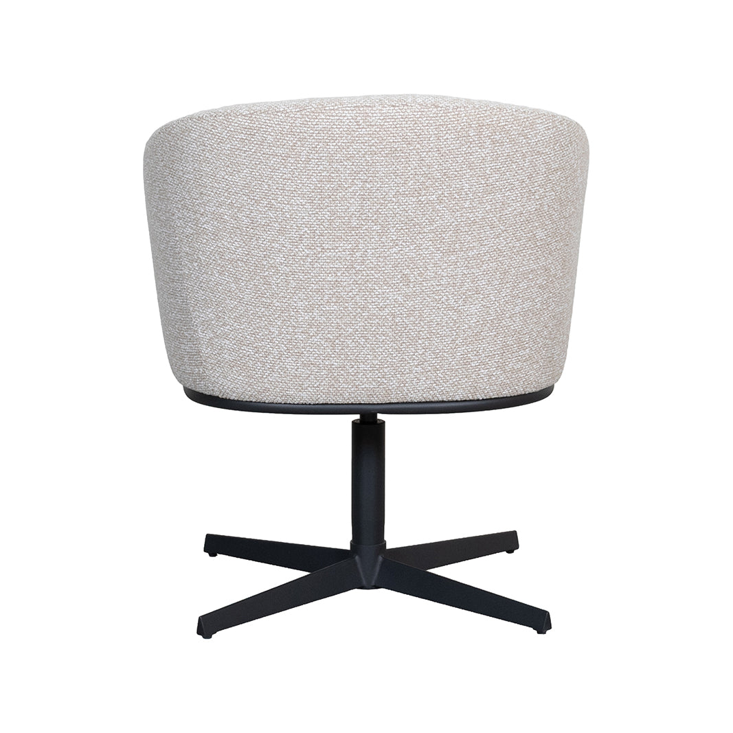 LABEL51 Eetkamerstoelen Cannes - Naturel - Boucle - Zwart Metalen Frame