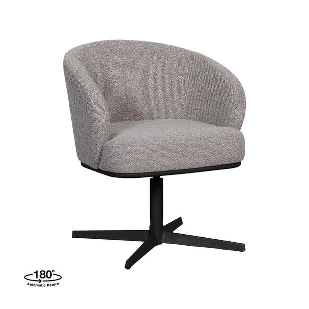 LABEL51 Eetkamerstoelen Cannes - Mushroom - Boucle - Zwart Metalen Frame