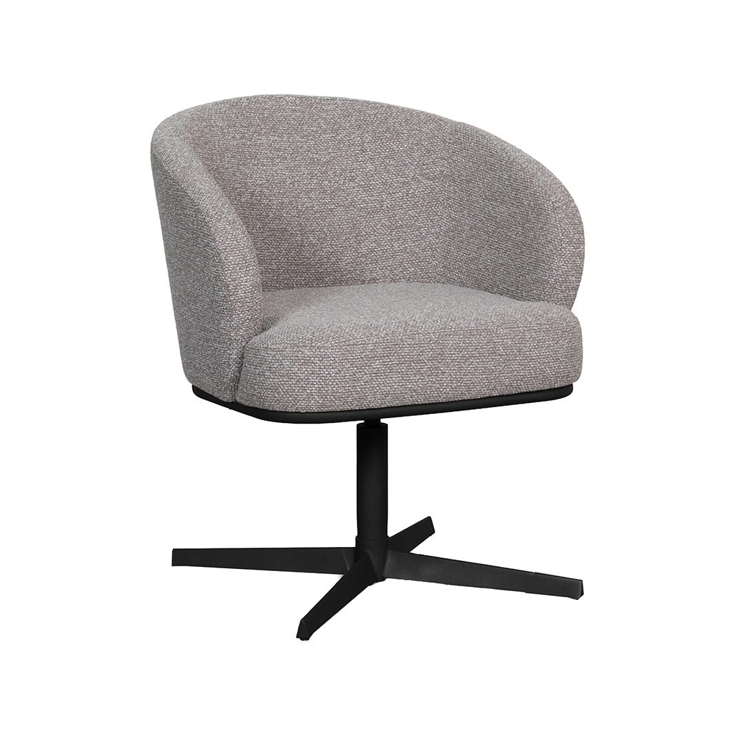 LABEL51 Eetkamerstoelen Cannes - Mushroom - Boucle - Zwart Metalen Frame
