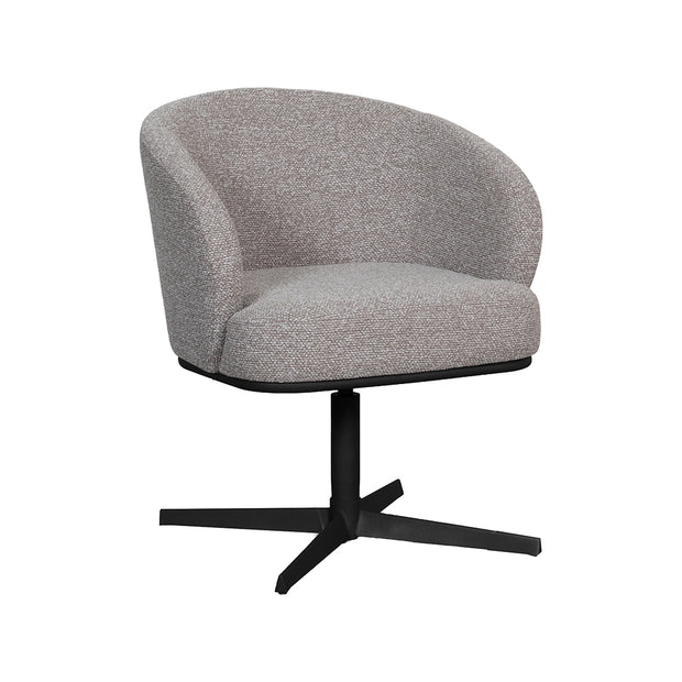 LABEL51 Eetkamerstoelen Cannes - Mushroom - Boucle - Zwart Metalen Frame