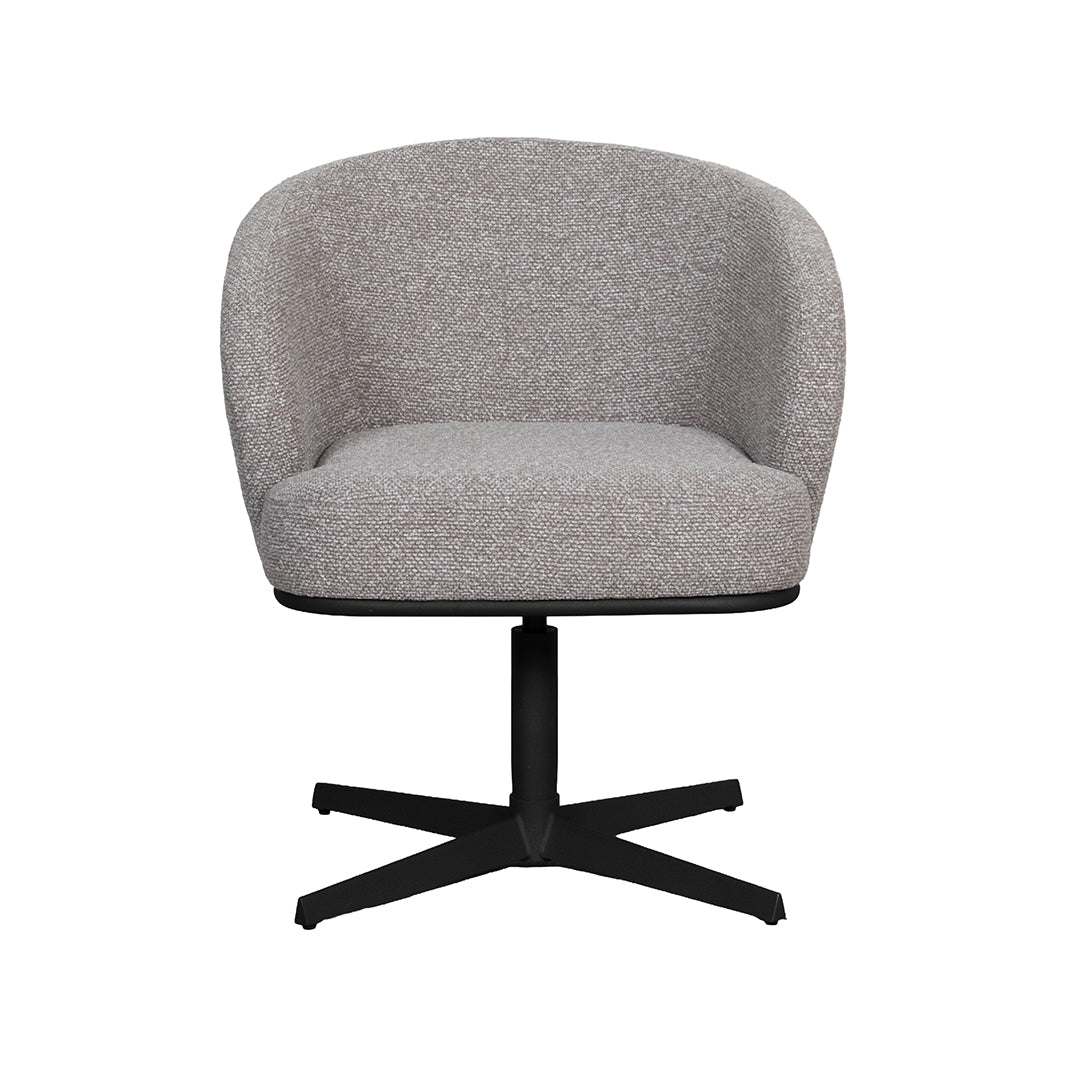 LABEL51 Eetkamerstoelen Cannes - Mushroom - Boucle - Zwart Metalen Frame