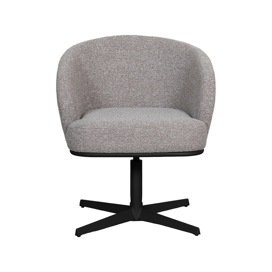 LABEL51 Eetkamerstoelen Cannes - Mushroom - Boucle - Zwart Metalen Frame