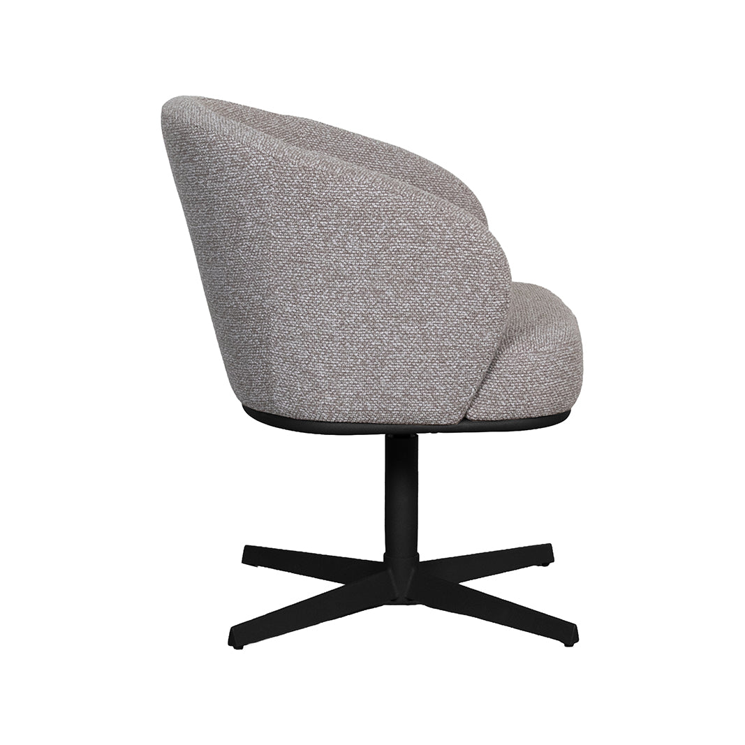 LABEL51 Eetkamerstoelen Cannes - Mushroom - Boucle - Zwart Metalen Frame