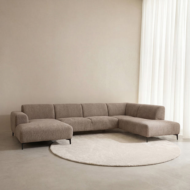 LABEL51 Banken Merido - Taupe Raven | Zwart Metaal - Velvet - U-Bank Rechts